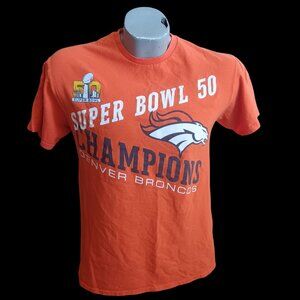 Medium T-Shirt Super Bowl 50 Denver Broncos Champions Orange Delta Pro Weight